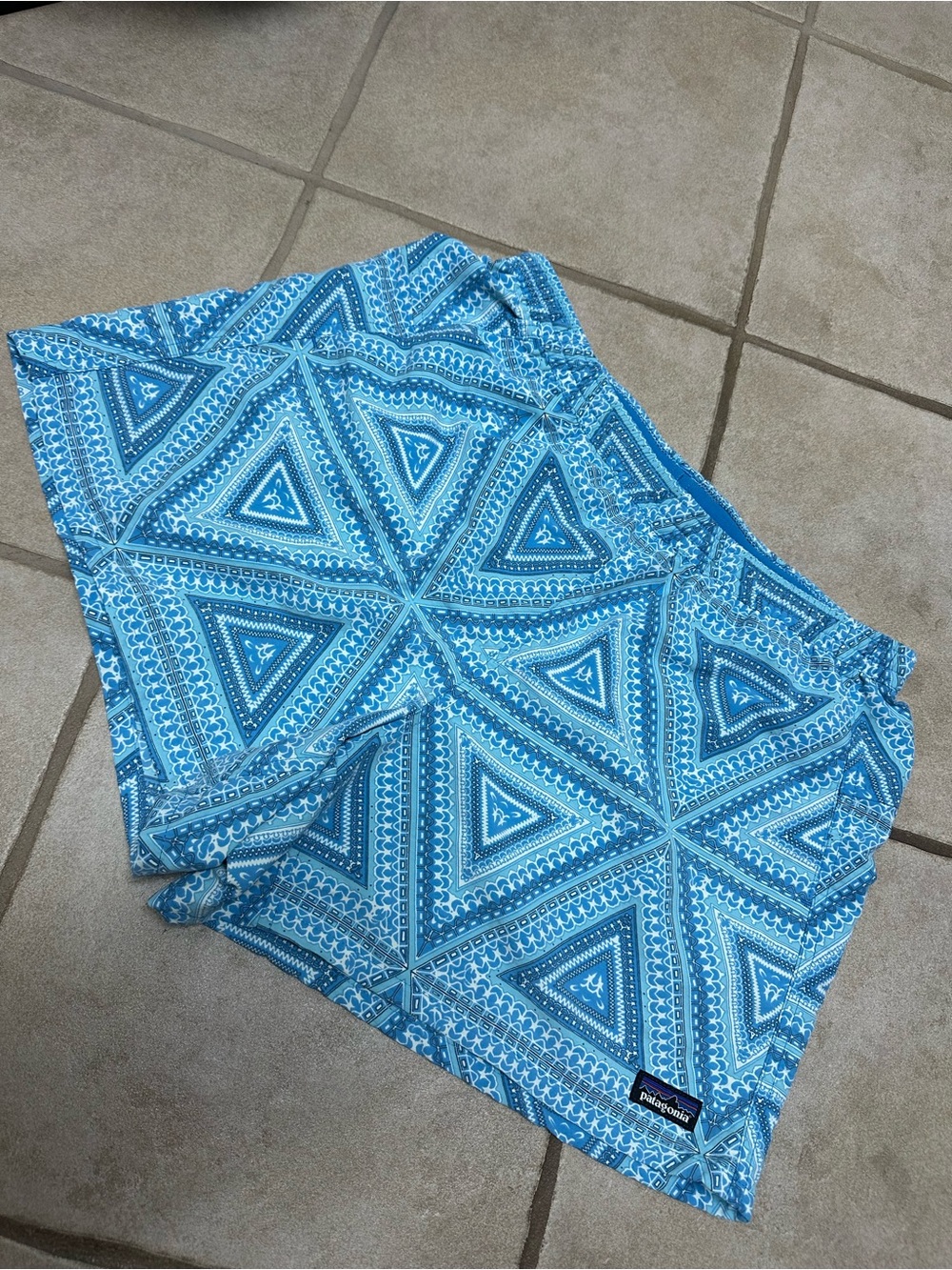 Patagonia Blue Geometric BAGGIES WOMENS MEDIUM Shorts